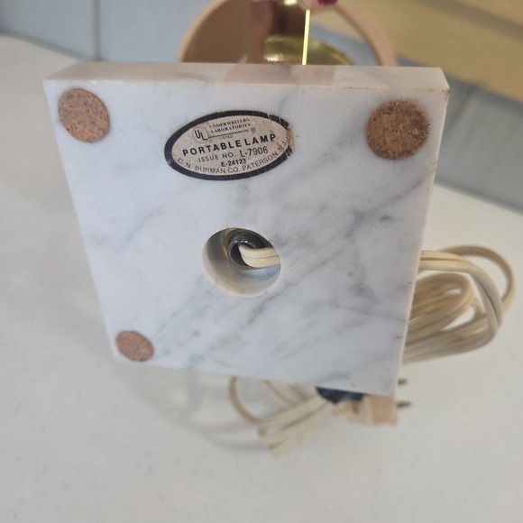 Vintage Italian Marble 3" Base Square Lamp Genie Handle Style 1950s Electric - Picture 7 of 15